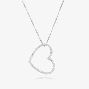 Pingente Coração com Diamantes em Ouro Branco 18K