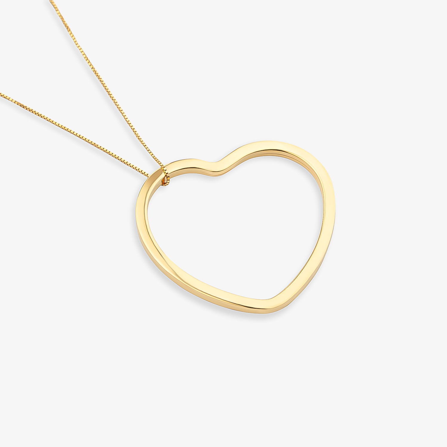 Pingente Coração Vazado Liso Amor, Amor em Ouro Amarelo 18K - 32 mm