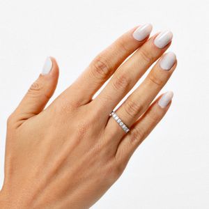 Anel Meia Aliança de 40 pontos de Diamantes em Ouro Branco 18k