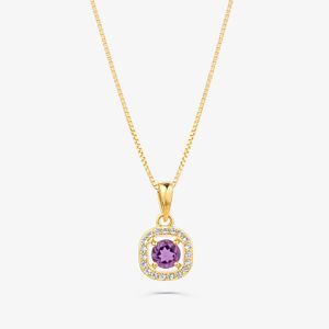 Pingente com Ametista e Topázio em Prata 925 com Banho de Ouro Amarelo 18k