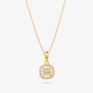Pingente com Quartzo Rosa e Topázio em Prata 925 com Banho de Ouro Amarelo 18k