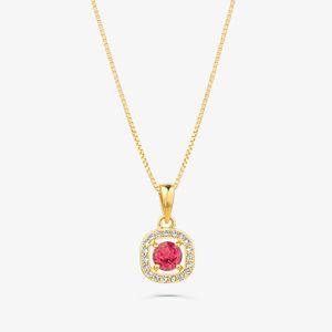 Pingente com Topázio Rosa e Topázio em Prata 925 com Banho de Ouro Amarelo 18k