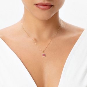 Pingente com Topázio Rosa e Topázio em Prata 925 com Banho de Ouro Amarelo 18k