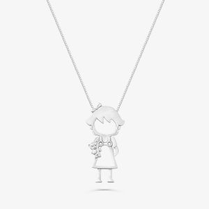 Pingente Menina em Ouro Branco com Diamante