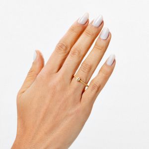 Anel Solitário com Diamantes em Ouro Amarelo 18k