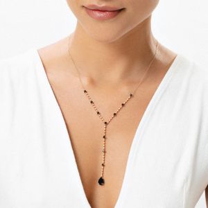 Colar em Ouro Amarelo com Diamante e Quartzo Negro