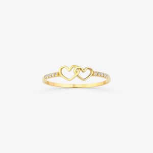 Anel Coração Intrelaçado com Safira em Ouro Amarelo 18k