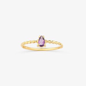 Anel Gota em Ametista em Ouro Amarelo 18k
