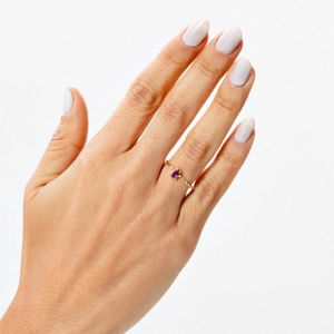 Anel Gota em Ametista em Ouro Amarelo 18k