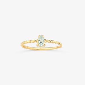 Anel Gota em Topázio Azul em Ouro Amarelo 18k