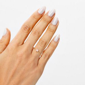 Anel Coração de Quartzo Rosa em Ouro Amarelo 18k