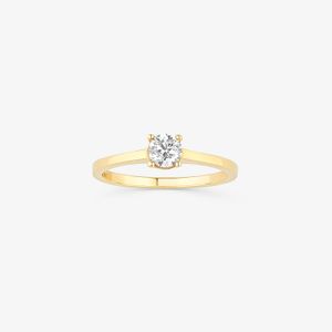 Anel Solitário com 40 pontos de Diamantes em Ouro Amarelo 18k