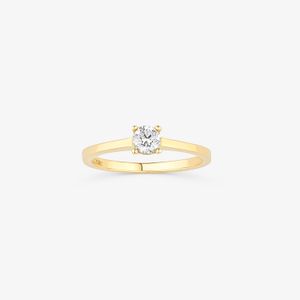Anel Solitário com 30 pontos de Diamantes em Ouro Amarelo 18k