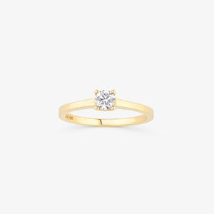 Anel Solitário com 25 pontos de Diamantes em Ouro Amarelo 18k