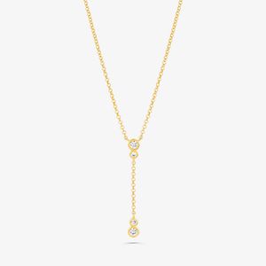 Colar Gravata Cravejado em Prata 925 com Banho de Ouro Amarelo 18k