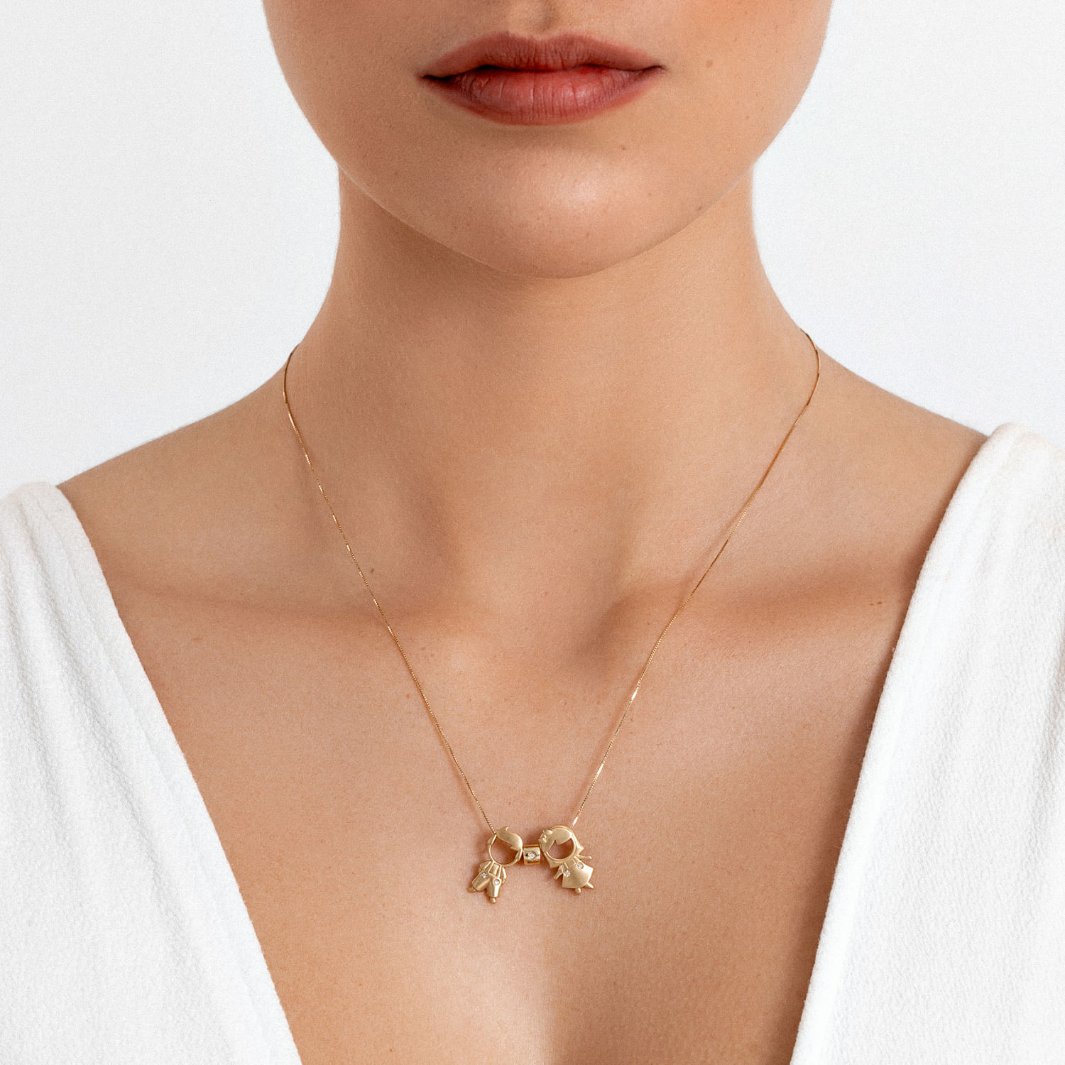 Pingente Separador Meus Amores em Ouro Amarelo 18k com Diamante