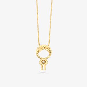Pingente Menina com Diamante em Ouro Amarelo 18k