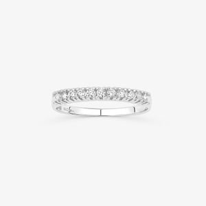 Anel Meia Aliança com 22 pontos de Diamante em Ouro Branco 18k