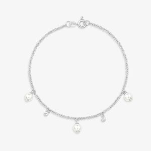 Pulseira Com Pérolas e Topázio em Prata 925 - 18 cm