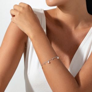 Pulseira Com Pérolas e Topázio em Prata 925 - 18 cm