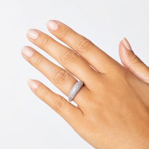 Anel Maxi Pave com Safiras em Prata 925