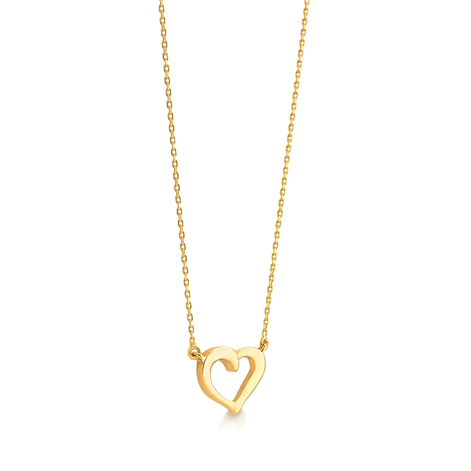 Colar Coração em Prata 925 com Banho de Ouro Amarelo 18k