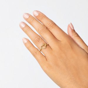 Anel Coração em Prata 925 com Banho de Ouro Amarelo 18k