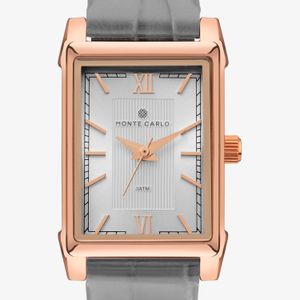 Relógio Monte Carlo Feminino Retangular em Aço Rosé