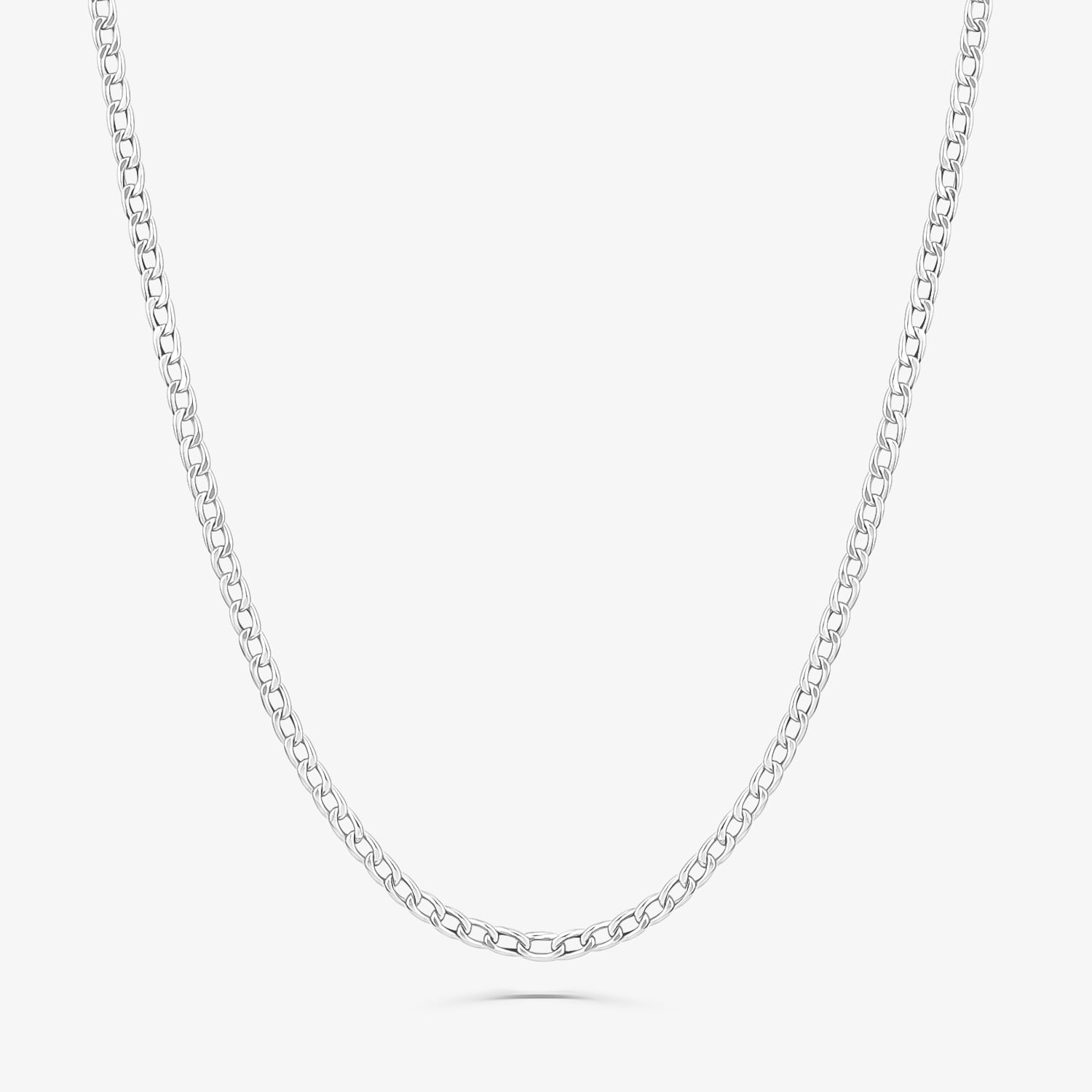 Corrente Malha Groumet em Ouro Branco 18K - 60cm