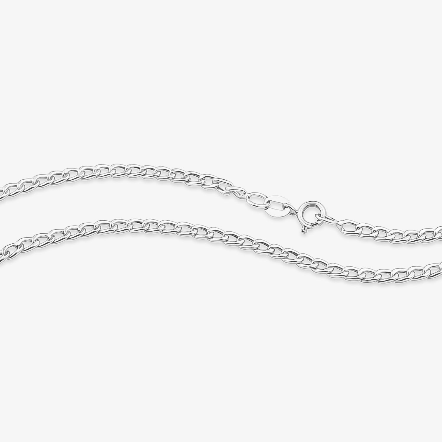Corrente Malha Groumet em Ouro Branco 18K - 60cm