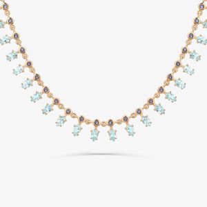 Colar com Topázio Azul e Iolita em Prata 925 com Banho de Ouro Rosé 18k