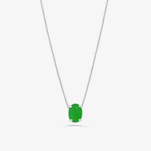 Pingente Oval com Quartzo Verde em Prata 925