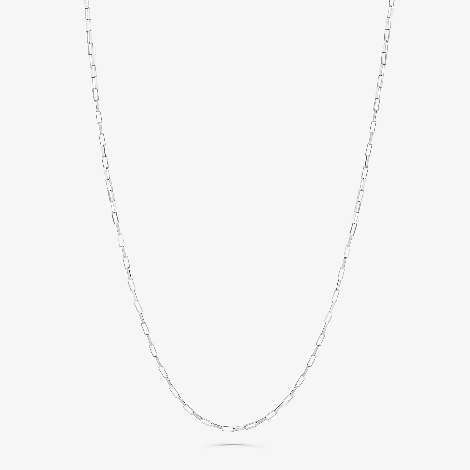 Corrente Malha Veneziana Alongada em Ouro Branco 18k - 60CM
