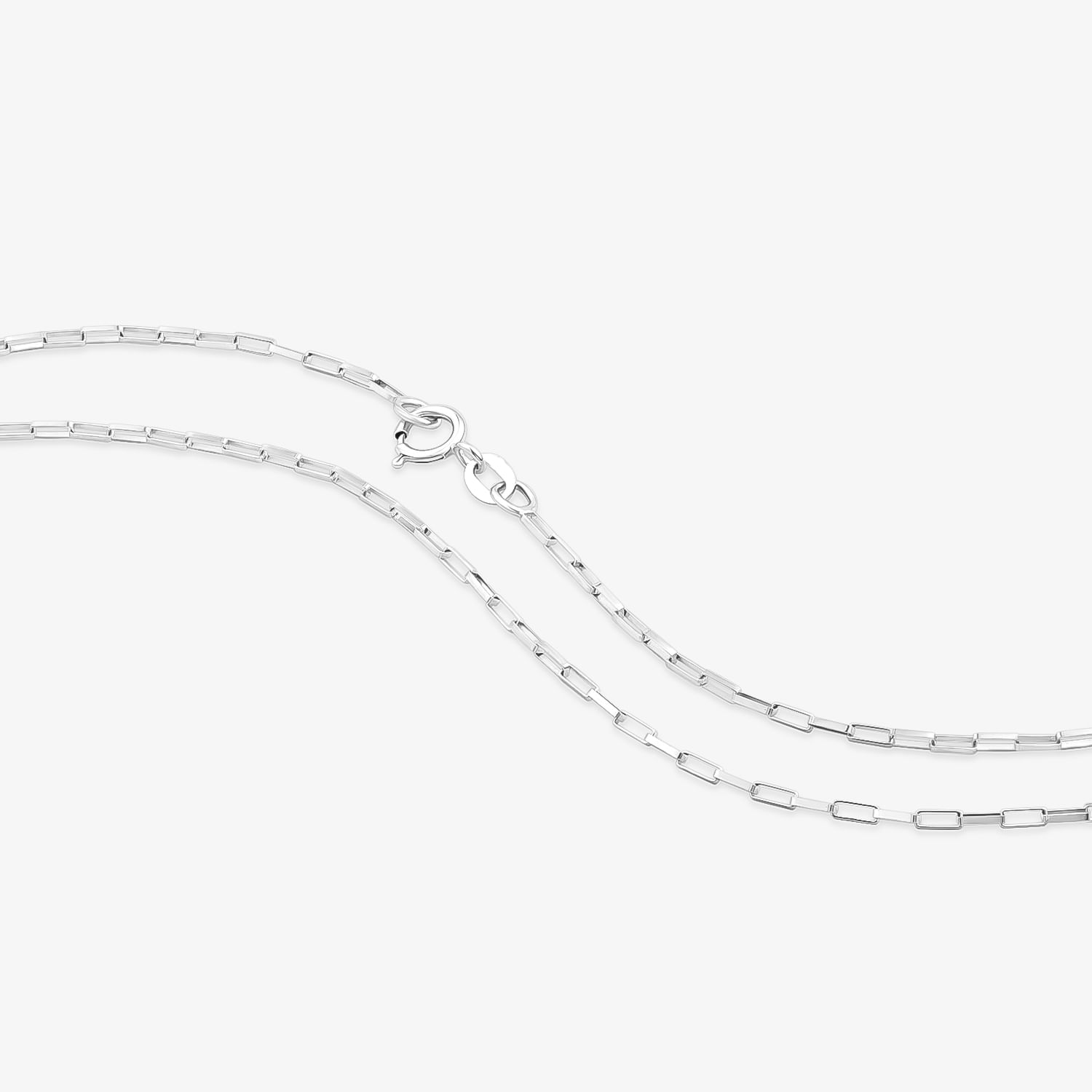 Corrente Malha Veneziana Alongada em Ouro Branco 18k - 60CM