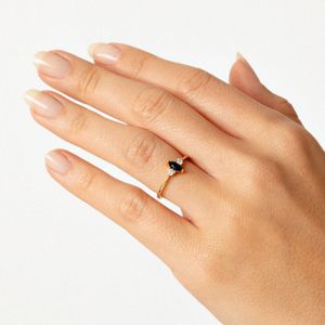 Anel Cravejado em Prata 925 com Banho de Ouro Amarelo 18k