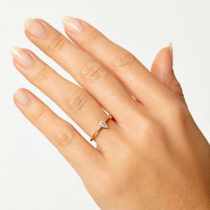 Anel Cravejado em Prata 925 com Banho de Ouro Amarelo 18k