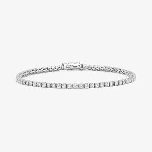 Pulseira Riviera com 200 pontos de Diamantes em Ouro Branco 18k - 17 cm
