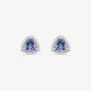 Brinco com Diamante e Tanzanita em Ouro Branco 18k
