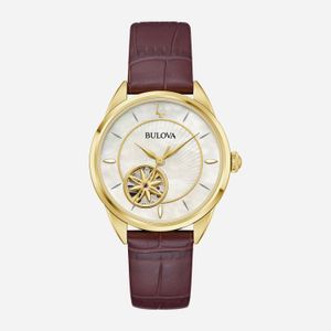 Relogio Bulova Feminino Sutton Automático em Aço Inoxidável, Madreperola e Couro