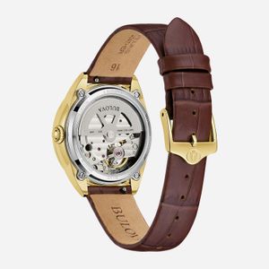 Relogio Bulova Feminino Sutton Automático em Aço Inoxidável, Madreperola e Couro