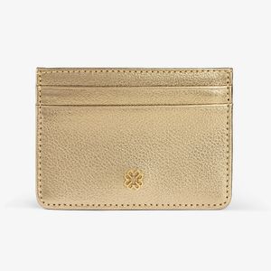 Porta-Cartão Feminino em Couro Dourado