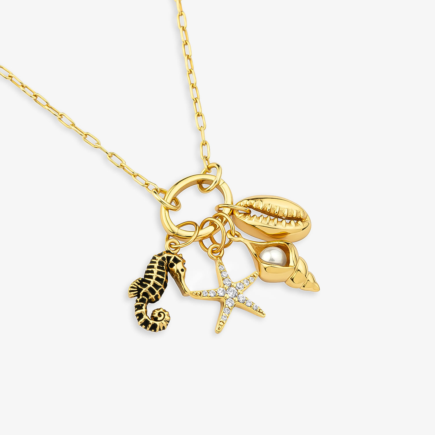 Pingente Búzios em Prata 925 com Banho de Ouro Amarelo 18k