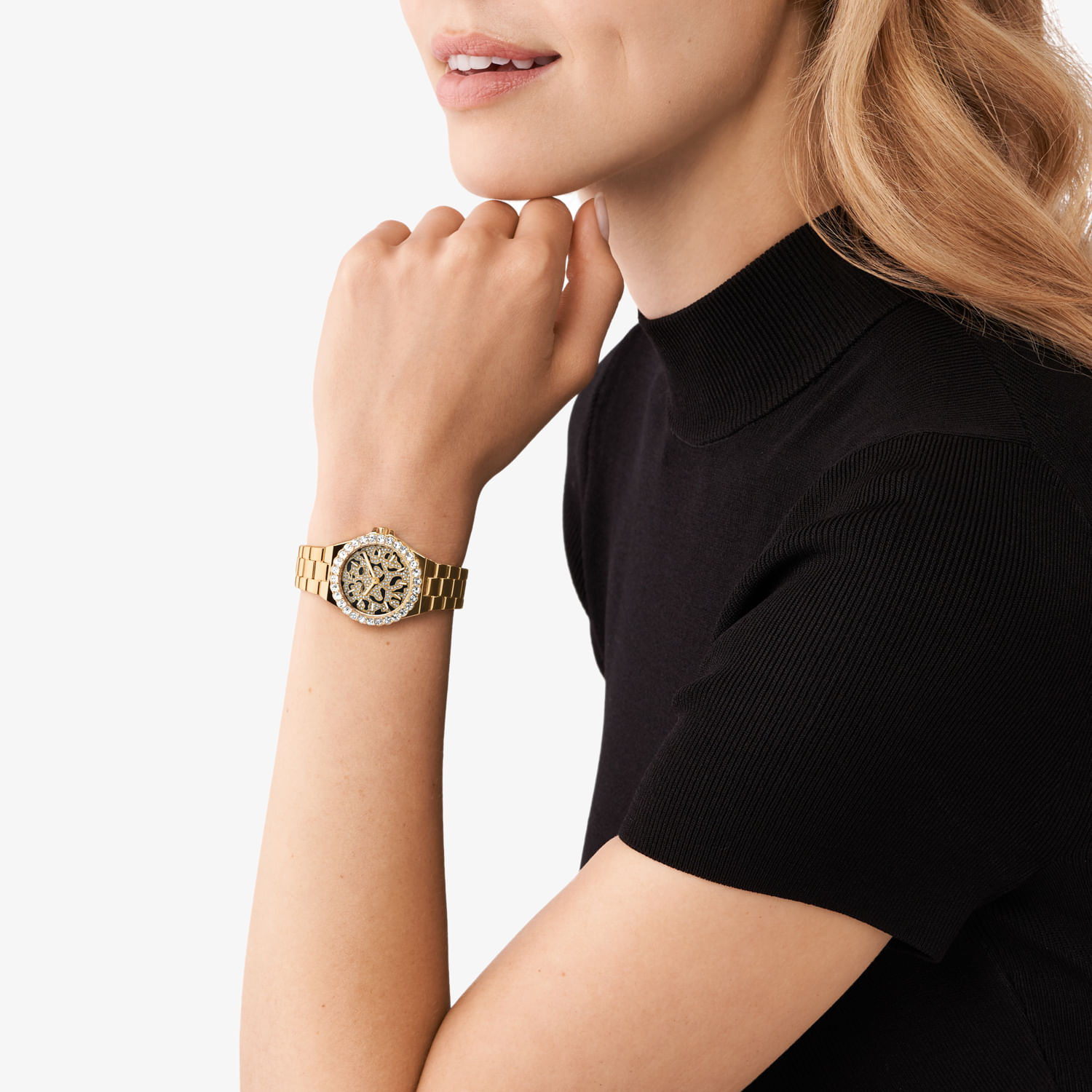 Relógio Michael Kors Lennox Feminino em Aço Dourado com Cristais e