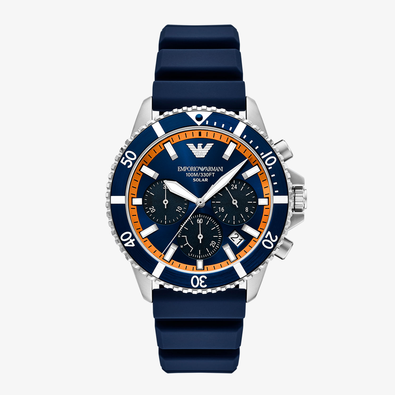 ヤ*ー様 Emporio Armani Embossed Lether Jack Relógio Empório Armani World Explorer Masculino Prata Ar11696B1