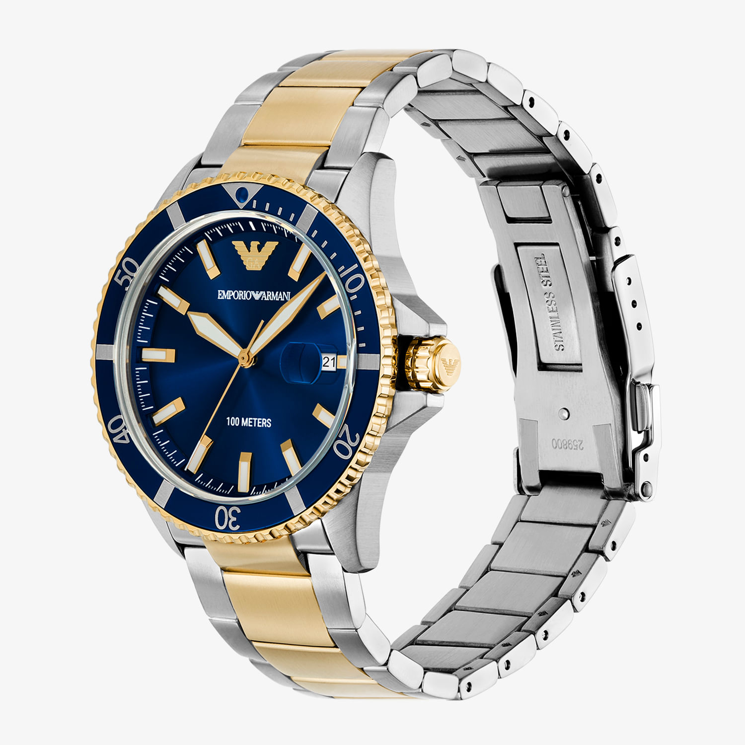 Relógio Empório Armani World Explorer Masculino Bicolor Azul