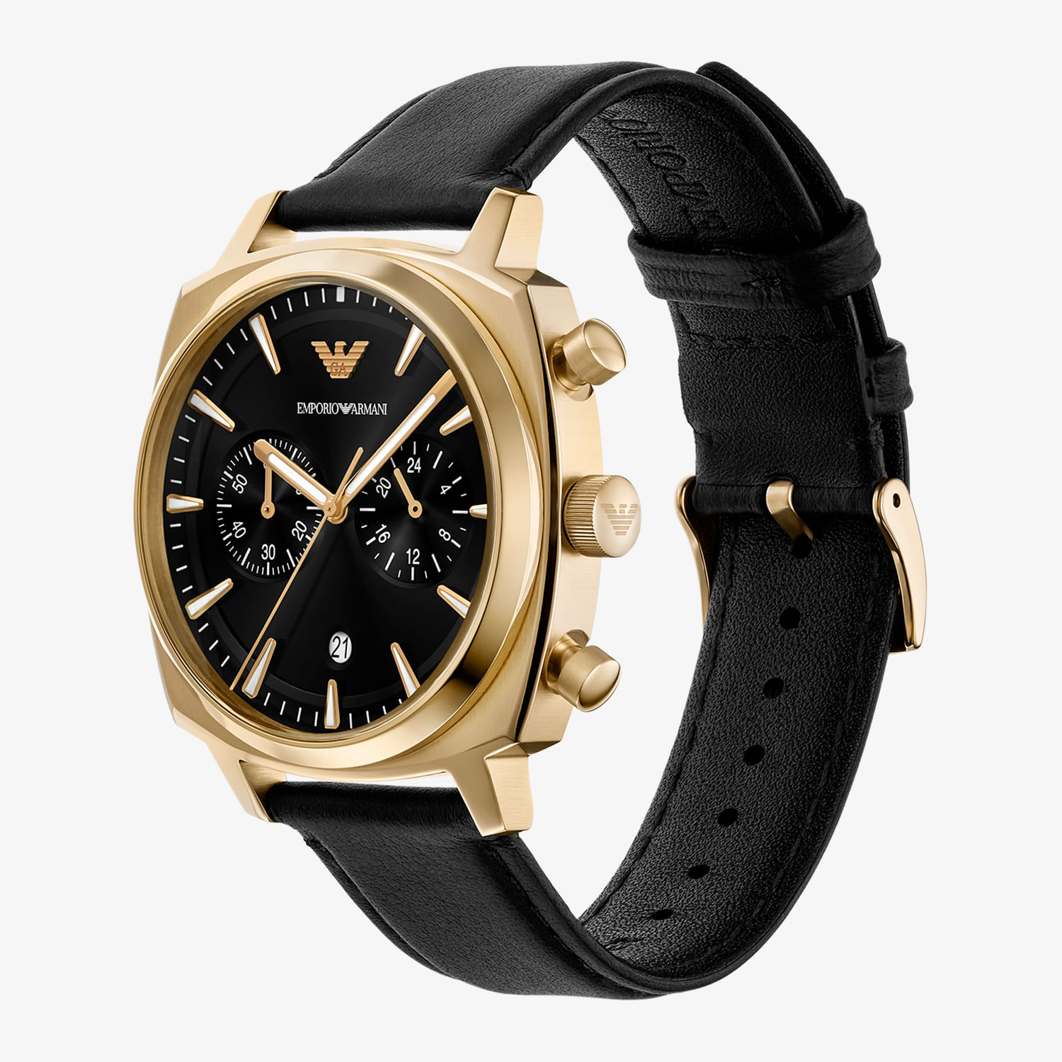 Relógio Emporio Armani Cronógrafo Masculino em Couro Dourado